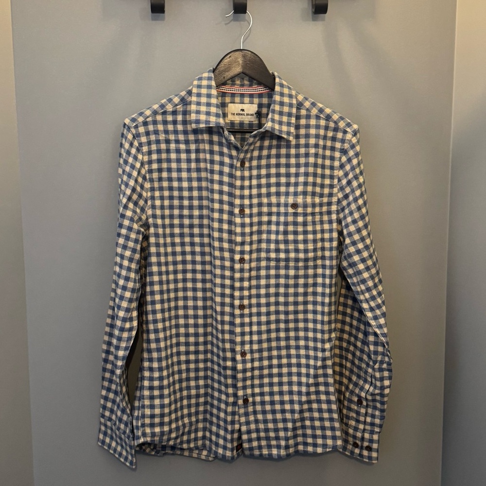 The Normal Brand Beige and Blue Plaid Men's Shirt